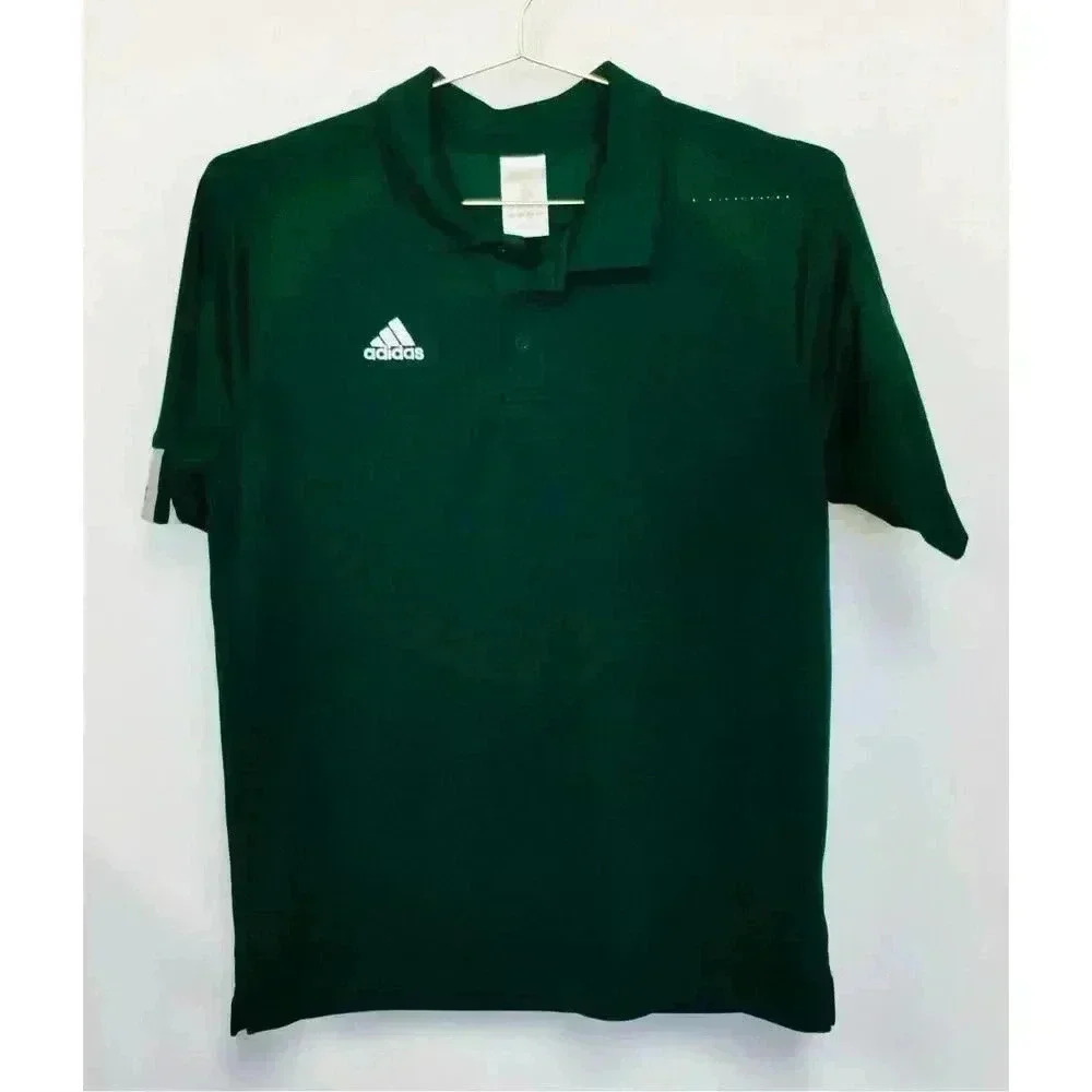 Adidas Mens Green Collared Short‎ Sleeve Football Dri-Fit Polo Shirt Small